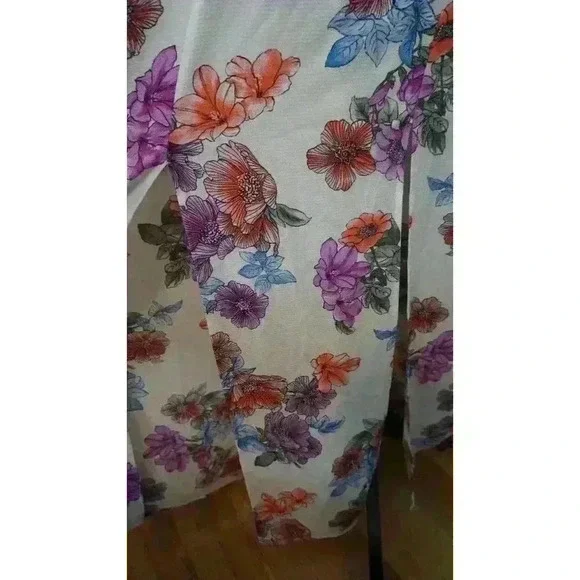 Crystal Sky White Floral Maxi V-Neck Flutter Short Sleeves Boho Dress Size 9 - Picture 4 of 15